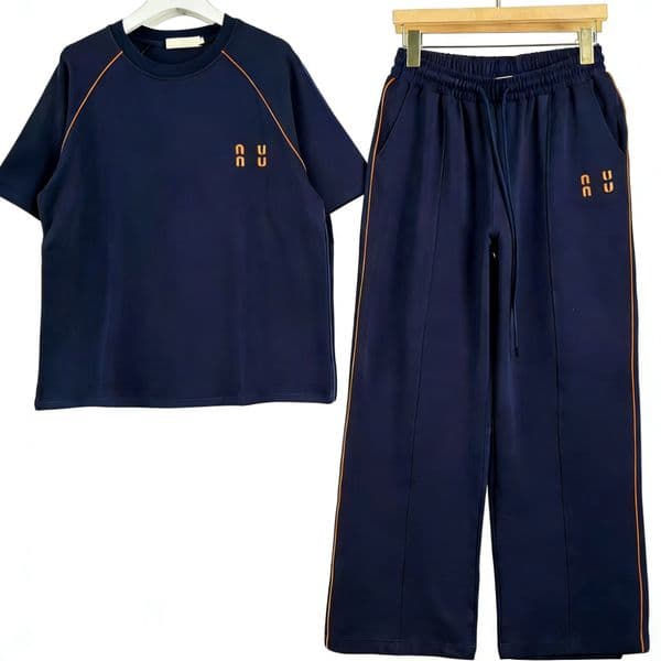 Designer Women's Tracksuits - Short Sleeve T-Shirt & Elastic Waist Pants Set, Casual Sportswear for Spring Summer, Trendy Workout Outfits, Breathable Activewear