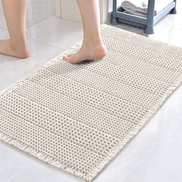 1PC Anti Slip Bathmat Solid Color Bathroom Toilet Water-absorbing Floor Towel Rug Plaid Shower Foot Mat washable Bath Feet Pad 26Y0211