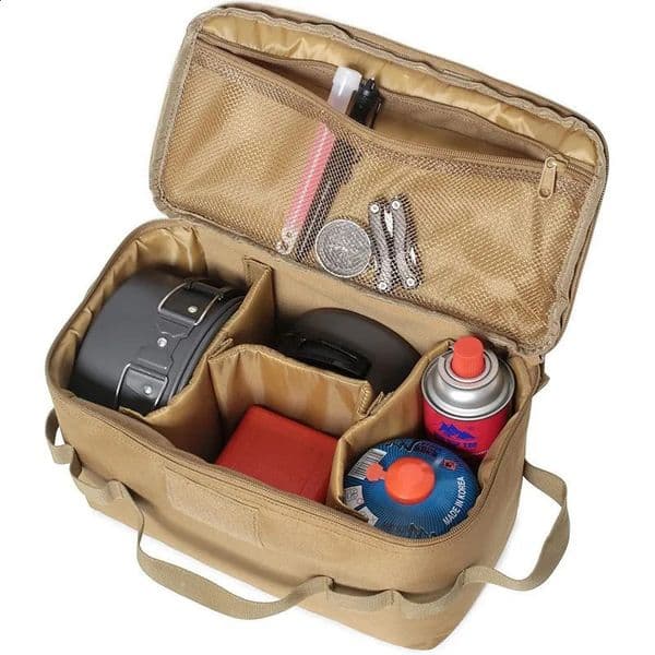 Outdoor Camping Gas Tank Storage Bag Large Capacity Ground Nail Tool Canister Picnic Cookware Utensils Kit 260209
