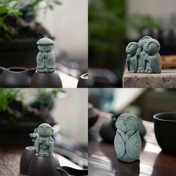 Buddha Stone Statue Little Buddhist Monks Tibetan Buddhism Figurines Zen Garden Ornament Meditation Home Aquarium Decoration 260130BJ
