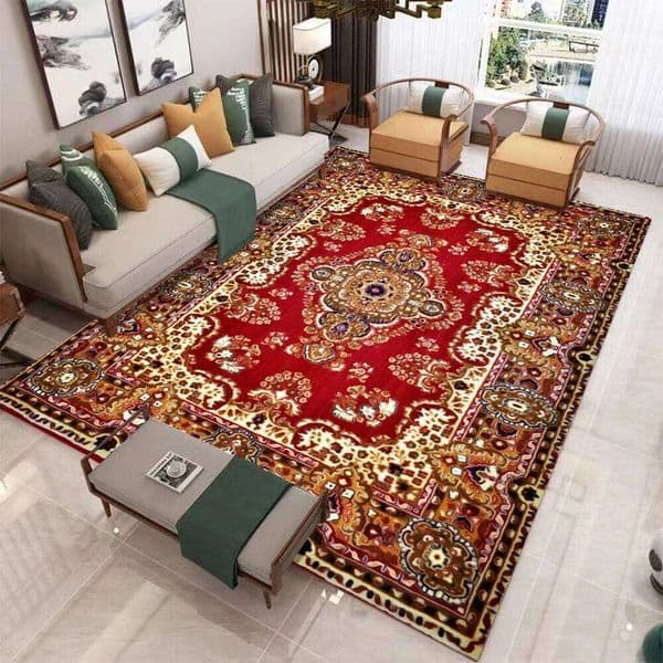 European Retro Large Carpet for Living Room Luxury Decoration Rug Non-slip Bedroom Cloakroom Washable Soft Mat 26H0211
