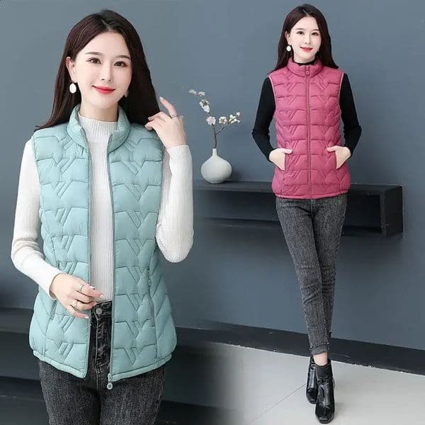 Woman Jacket Vest Autumn Winter Cotton Womens Short Sleeveless down CottonPadded Coat Chaleco Mujer 251226