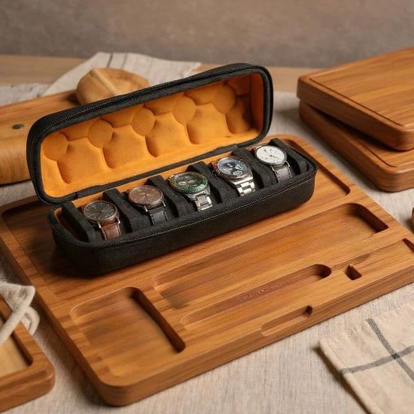1/2/3/5/6/10 Slot Watch Travel CaseHard Watch Roll Travel Watch Organizer Case with Form-Fitting Pillow Red Microfiber Lining 260205