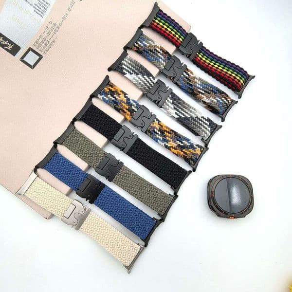 Suitable for Samsung Galaxy Watch Ultra 47mm, umbrella buckle loop nylon woven strap with stainless steel head