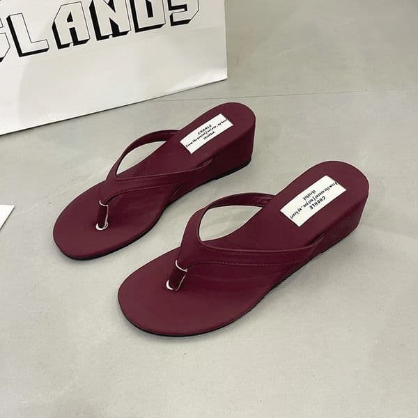 Women Wedges Slippers Heeled Sandals Casual Flip Flops Flats Shoes Woman Trend Summer Pumps Shallow Clip Toe Slides Mujer 260122