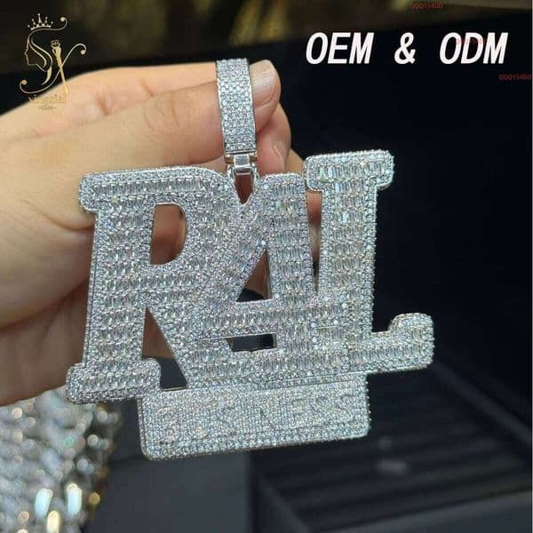 Luxury 925 Silver Pass Diamond Test D Color VVS 3D Hip Hop Bling Moissanite Men's Custom Letter Pendant