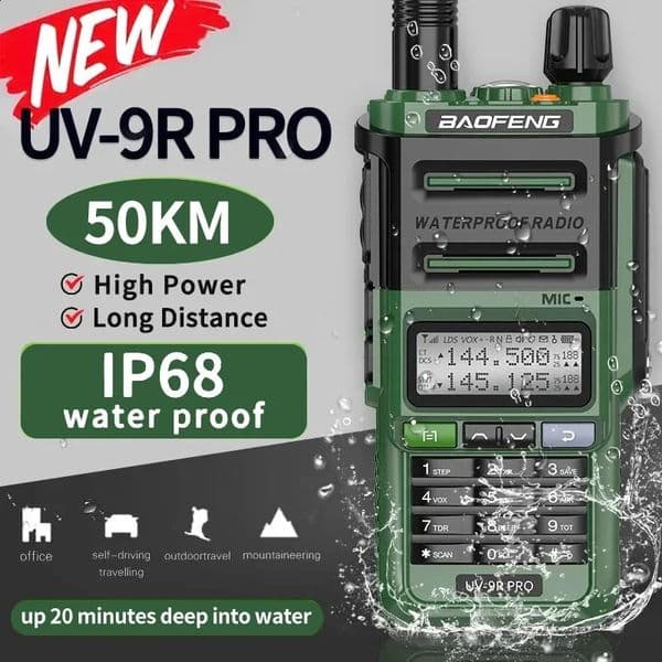 Baofeng UV-9R Pro IP68 Waterproof Walkie Talkie Dual Band VHF UHF Long Range UV-9R Plus Portable Ham Two Way Radio For Hunting 260203