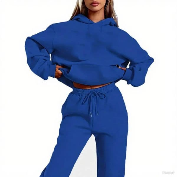 2025 AutumnWinter Velvet Warm Hoodie Sports Pants Two Piece Set for Men and Women Solid Color Loose Jogging 260128BANJIA