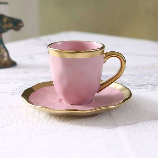 THTG Italian colored glazed ceramic coffee and plate set, dining afternoon small cup, tea ceremony cup 26W0211