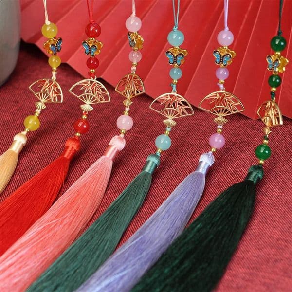 Ice Floss Fan Hanging Tassel Antique Hanfu Decoration Tassel Cheongsam Pressed Placket Ethnic Style Home Decoration 260130BJ
