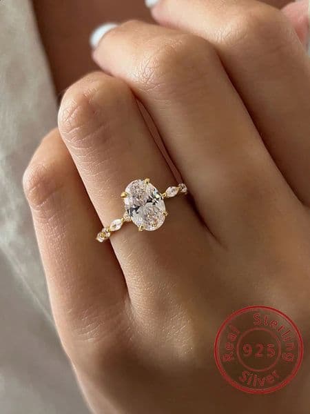 925 Sterling Silver Elliptical Horse Eye Fashionable Zircon Ring For Women Engagement Wedding Luxury High Quality Fine Jewelry 260202