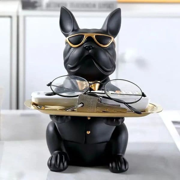 Multi Functional Bulldog Tray Animal Statue Creative Ornament Living Room Bedroom Miscellaneous Storage Home Decoration 260202