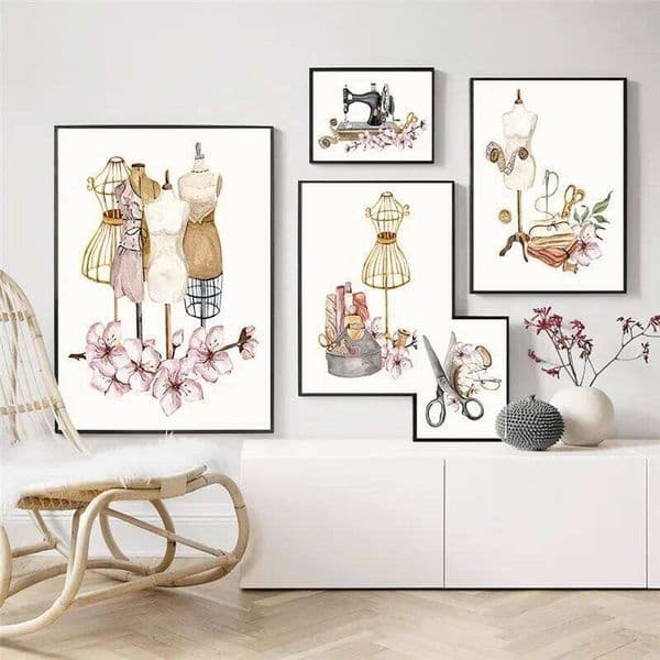 Bohemian, Wall Art, Women's Clothing, Sewing Machines, HD Canvas Print Posters for Home Living Room Bedroom Decoration 26Y0210