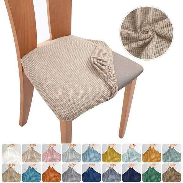 Jacquard Chair Cover For Dining Room Elastic Cushion Cover Soft Seat Cover Breathable Protective Furniture Cover For Home 260129