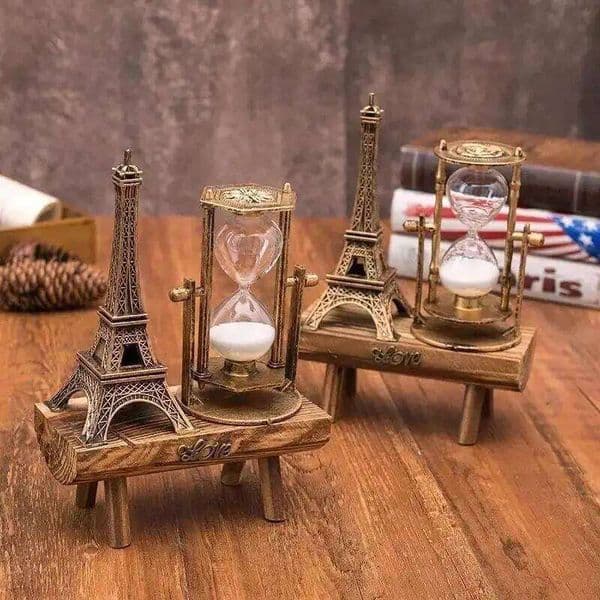Creative Iron Tower Home Modern Minimalist Study Desk Wooden Timing Hourglass Decor Household Goods 26L0212