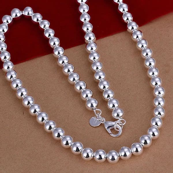 Andara 925 Sterling Silver 4MM6MM8MM10MM Smooth Beads Ball Chain Necklace For Women Men Fashion Jewelry 260206