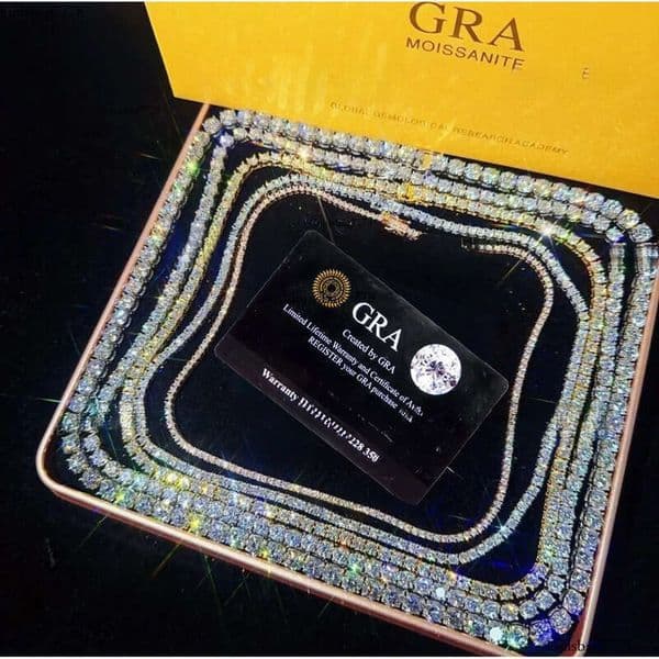 Pass Tester Bling VVS Dia Sterling Sier Iced Out Moissanite Tennis Chain Unisex Bracelet Necklace
