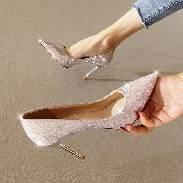Sexy Pointed Toe High Heels for Women Bedroom Use Large Size Elegant French Style Wedding Shoes Comfortable Polyurethane Insole 260208