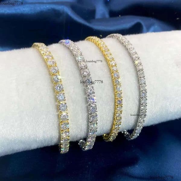Hip Hop Jewelry 10k 14k Lab Grown Dia Necklace Heavy Gold Tennis Link Chain Fine Bracelet