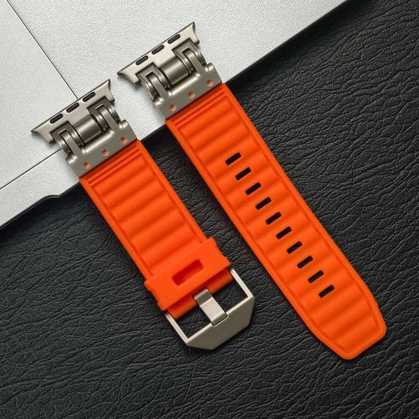 Apple Watch Series 10/9/8/7 iWatch Ultra Striped Mecha Silicone Band