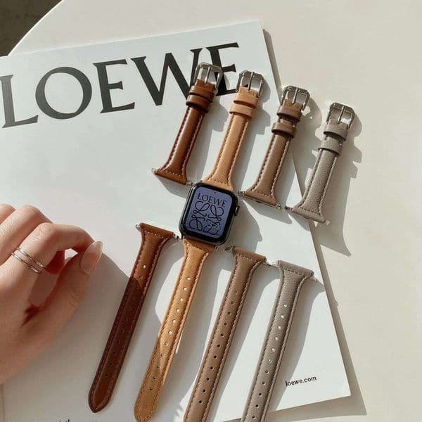 Suitable iwatch 109876543 series leather s11 waist Apple watch SE strap simple and slim for women
