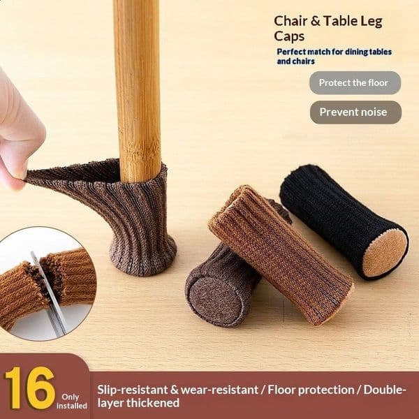 16Pcs Chair Legs Socks Knitted Furniture Feet Floor Protectors Antislip Pads Silent Thicken Table Leg Covers 260209