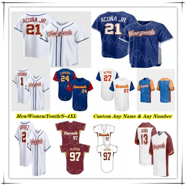 2026 Venezuela WBC World Baseball Classic Jersey Ronald Acuna Jr Jackson Chourio Wilyer Abreu Maikel Garcia Andres Gimenez Eugenio Suarez Luis Arraez Contreras 4XL
