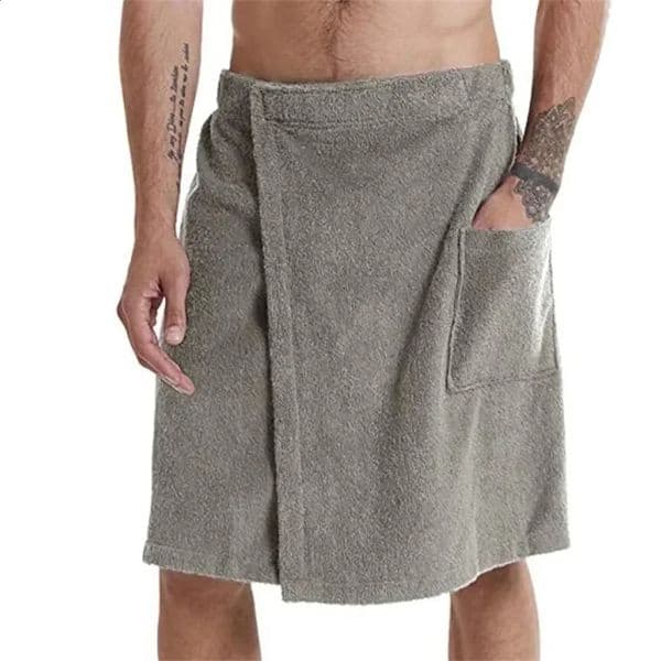 Men Soft Wearable Bath Towel with Pocket Bathrobes Shower Wrap Sauna Gym Swimming Holiday Spa Bath Beach Towel Toalla De Playa 260204