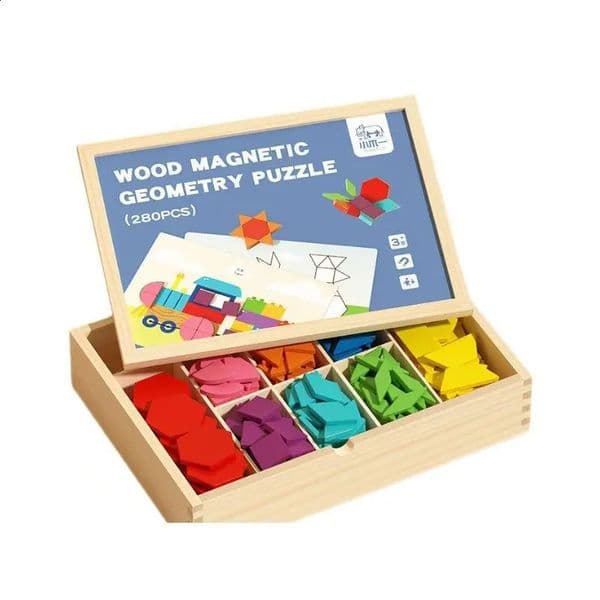 2026 New Magnetic Wooden Tangram Puzzle Geometric Building Blocks Educational STEM Toy for Kids 3-6 Years Old Boys Girls Children Learning Toys Wholesale