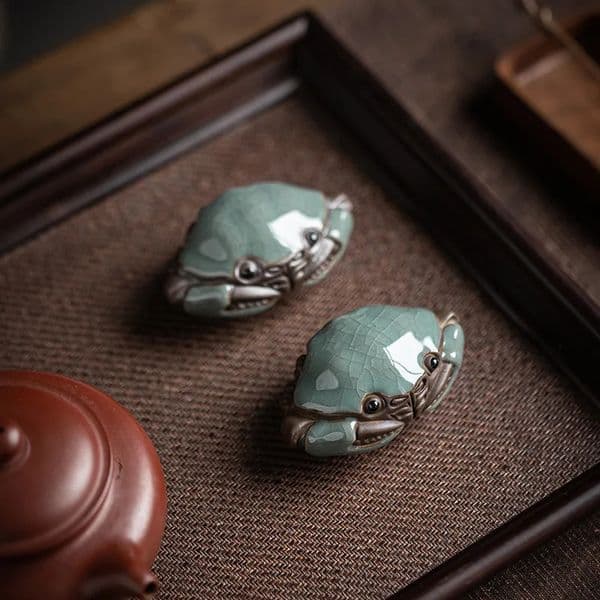 Cracked Glaze Crab Play Handmade Kongfu Tea Pet Decoration Tea Table Tea Ceremony Accessories Tea Pet Furniture For Display 260208