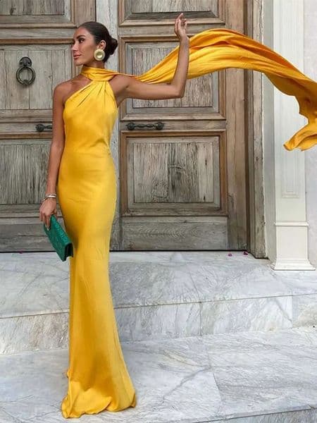 Elegant Ribbon Halter Dress Women Solid Off Shoulder Sleeveless Backless Slim Maxi Dresses 2025 Summer Autumn Party Robes Lady 260122