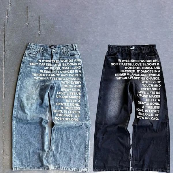 Y2K men Jeans vintage American Pattern letter jeans streetwear gothic Harajuku Hip Hop men women Fashion Casual wide leg jeans260127BJ