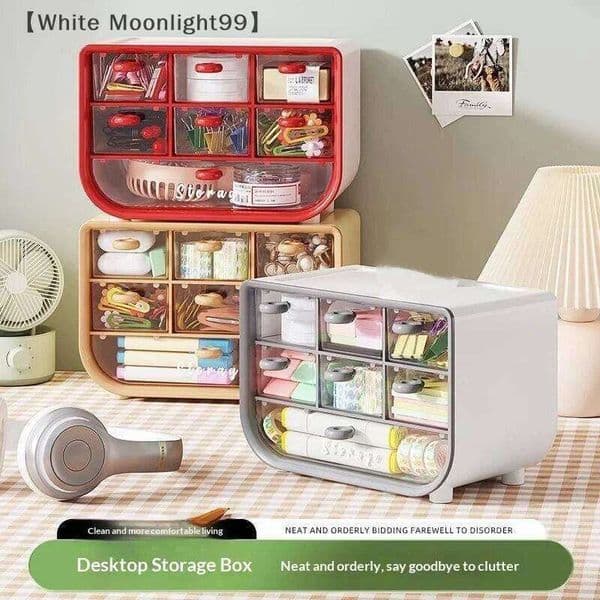 7-grid Storage Desktop Organizer Jewelry Hair Accessories Transparent Box Stationery Pen Holder 26Y0211