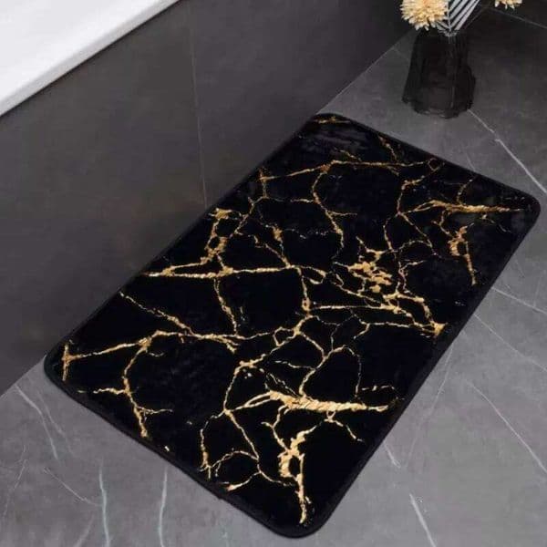 Marble Rugs Nonslip Black Gold Soft Rabbit Fur Bath for Bathroom Floor Mats Carpet 26Y0211