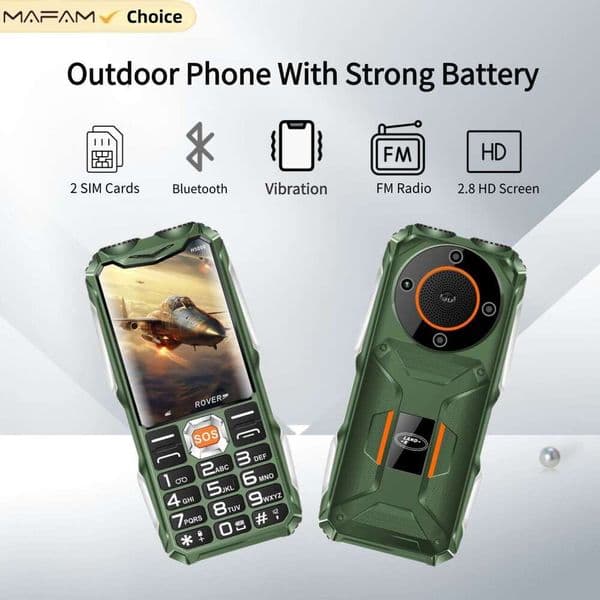 Cross-Border Hot Selling H5000 Electric Button Elderly Outdoor Flashlight Mobile 2.8 Screen Bluetooth Dual SIM Feature Phone Technology