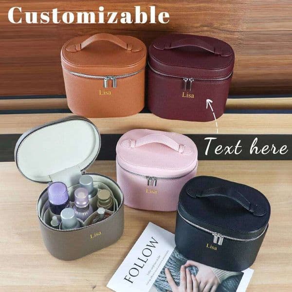 Customizable names and letters, travel portable bagLarge-capacity PU leather cosmetic with internal storage box 26Y0211