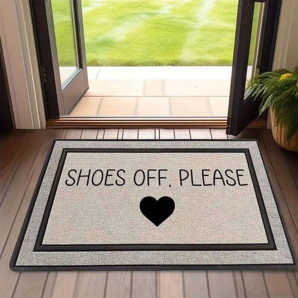 VIKAMA SHOES OFF PLEASE Printed Rug, Dirt-Resistant Easy-Clean Entrance Mat for Hallways and Bedroom Doorways Home Decor 26Y0211