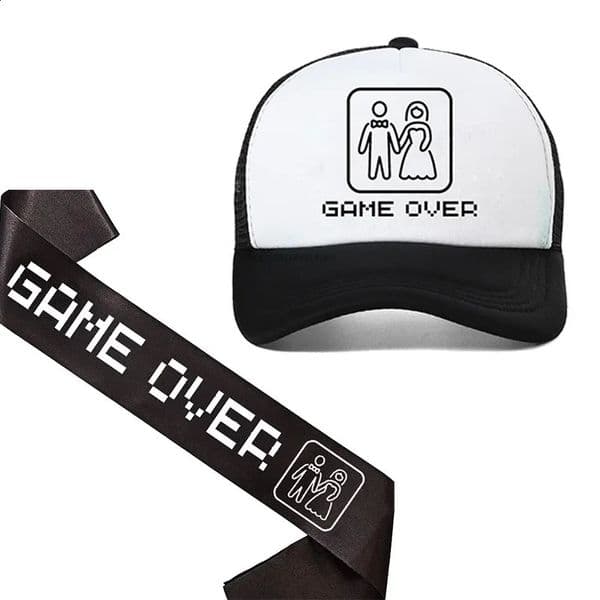 Groom To Be Sash Game Over Hat for Bachelorette Hen Night Stag Do Party Supplies Wedding Engagement Bridal Shower Decoration 260209