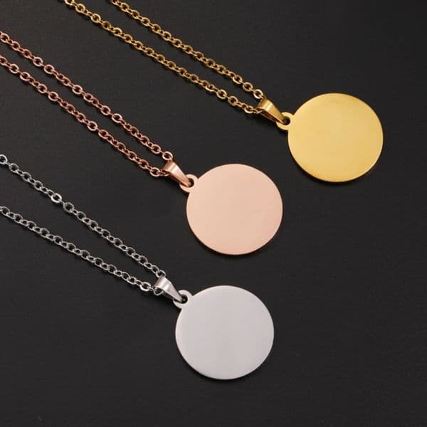 10Pcs Blank round Discs Pendant 1530mm Stainless Steel Chain Necklace for DIY Custom Name Jewelry Women And Men 260207
