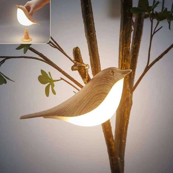 Wooden Colors Bird Night Lights LED Touch Switch Rechargeable for Bedroom Interior Lighting Desk Lamp Bedside Lamps Decoration H260224