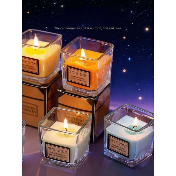 Square Simple Candle, Transparent Thickened Glass Candlestick, Scented Candle Cup For Home Use H260224