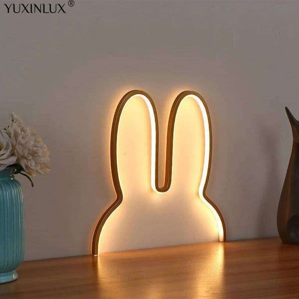 Rabbit Lights USB Powered Cute Animal LED Night Kids Baby Beside Table Lamp Bedroom Nightlight Holiday Gifts H260224