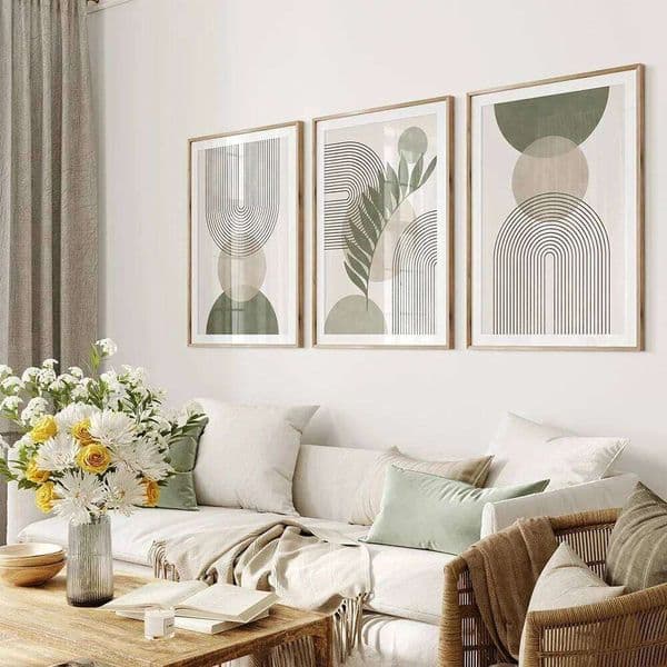Nordic Sage Green Botanical Posters Prints Pictures Abstract Boho Geometric Wall Art Canvas Painting for Living Room Home Decor 26Y0224