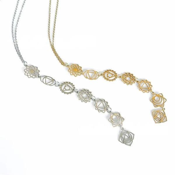 KityKiss 7 Chakra Yoga Necklace Hypoallergenic Gold Pendant for Meditation Boho Spiritual Gift 260208