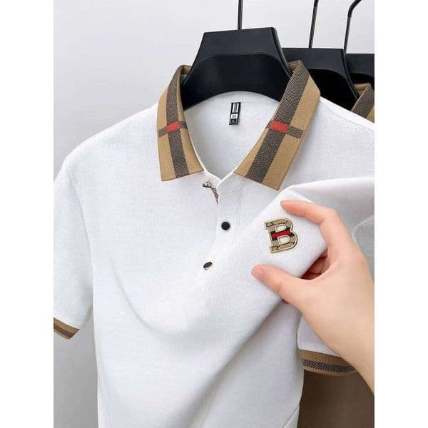 Luxury brand logo short sleeve polo shirt men summer new high-end silk cotton breathable T-shirt fashion casual men's wear 26M0224
