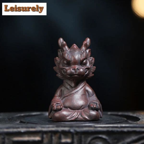 Handmade Yixing Purple Clay Tea Pet Dragon Iron Red Blood Sand Tea Figurine Play Toys Lucky Model Cafes Supplies Ornaments Decor 260208