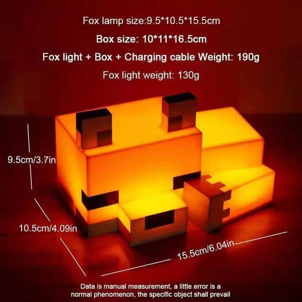 1/2pcs MC Game Cute Fox Night Light Soft Orange Glow Desk Home Atmosphere Luminous Table Lamp for Playrooms or Children H260224