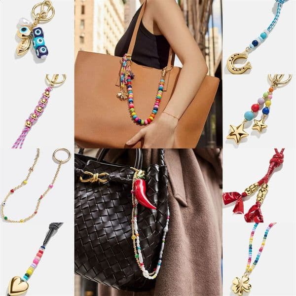 selling colorful bag hanging hand woven keychain internet famous pendant colorful rope bead eyes DIY accessories 260202