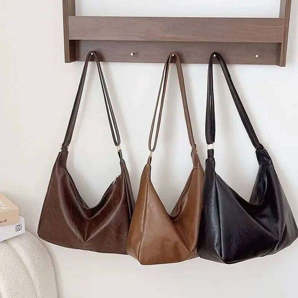 PU Leather Commuter Fashion Vintage Casual Tote Bag Maillard Stylish Crossbody Bags for Women Texture Large Capacity Temperament Z260224