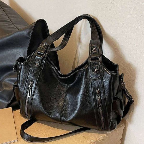 Solid color large capacity women's shoulder fashionable simple hand-held tote commuter personality messenger bag Z260224